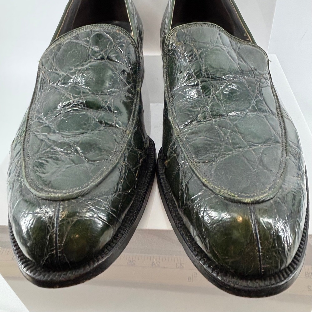Vintage FootJoy Genuine Alligator Crocodile Loafer Green Exotic Leather Men 10.5 - Picture 14 of 16